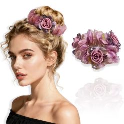 Purple Organza Rose Large Hair Tie
