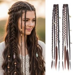 2 Pcs Boho Clip-In Braided Hair Extension